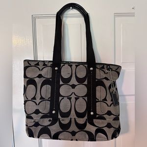 Coach Signature Monogram Canvas convertible shoulder to crossbody purse.